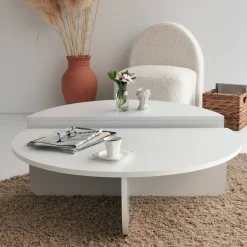 Tavolino soggiorno irregolare bianco 90x90x35h cm - Azim