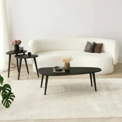Tavolini Da Salotto|Salotto > Dmora Tavolino soggiorno ovale antracite 115x50x38h cm - Eugenia Nero Antracite