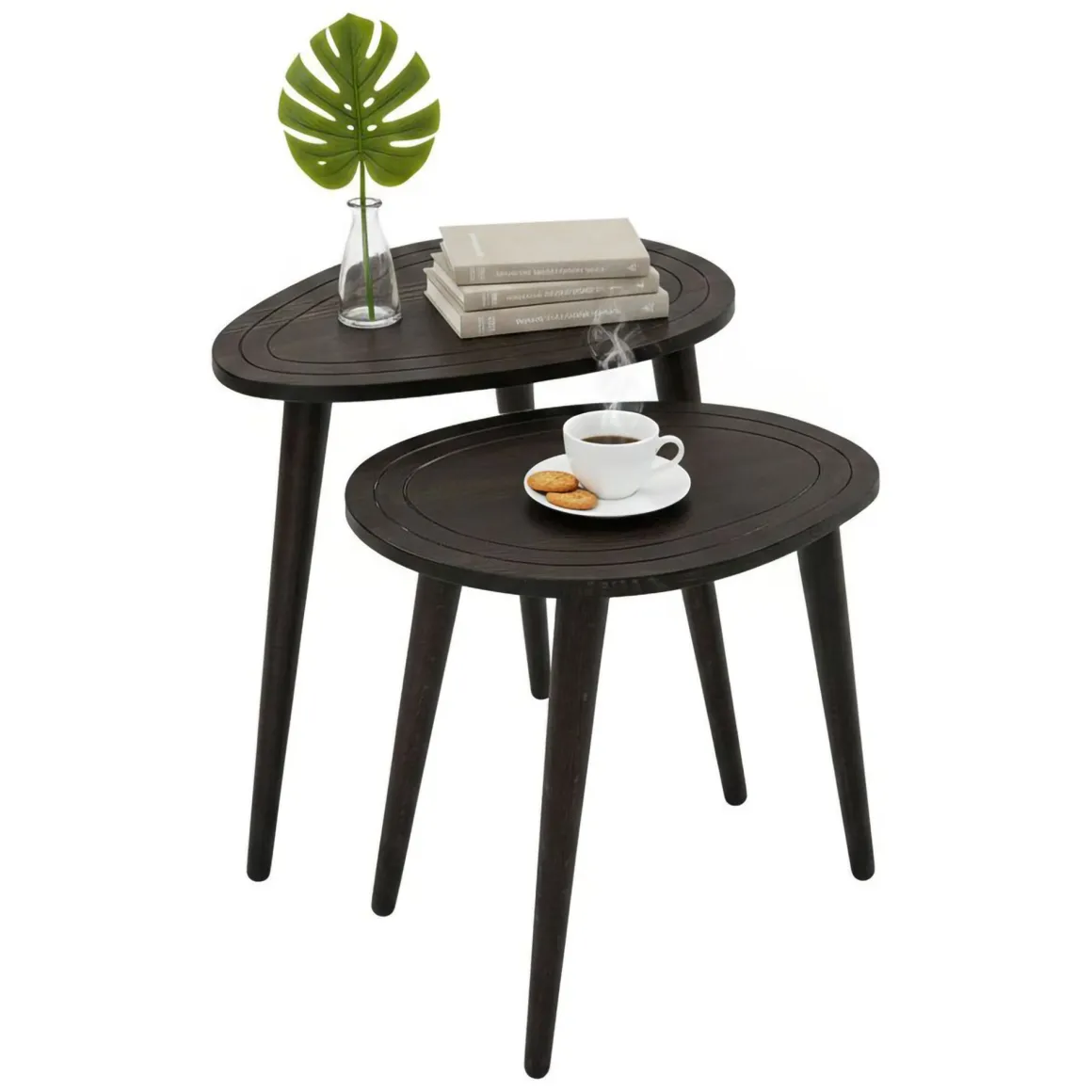 Tavolino soggiorno ovale antracite 50x33x52h cm - Janequeo