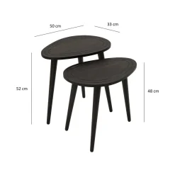Tavolino soggiorno ovale antracite 50x33x52h cm - Janequeo