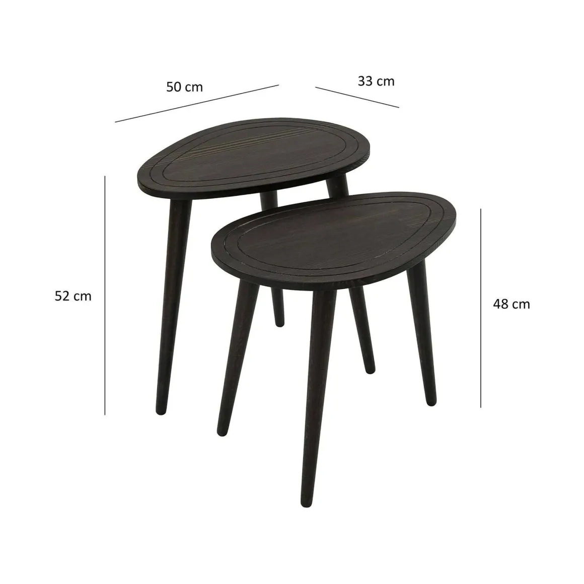 Tavolino soggiorno ovale antracite 50x33x52h cm - Janequeo