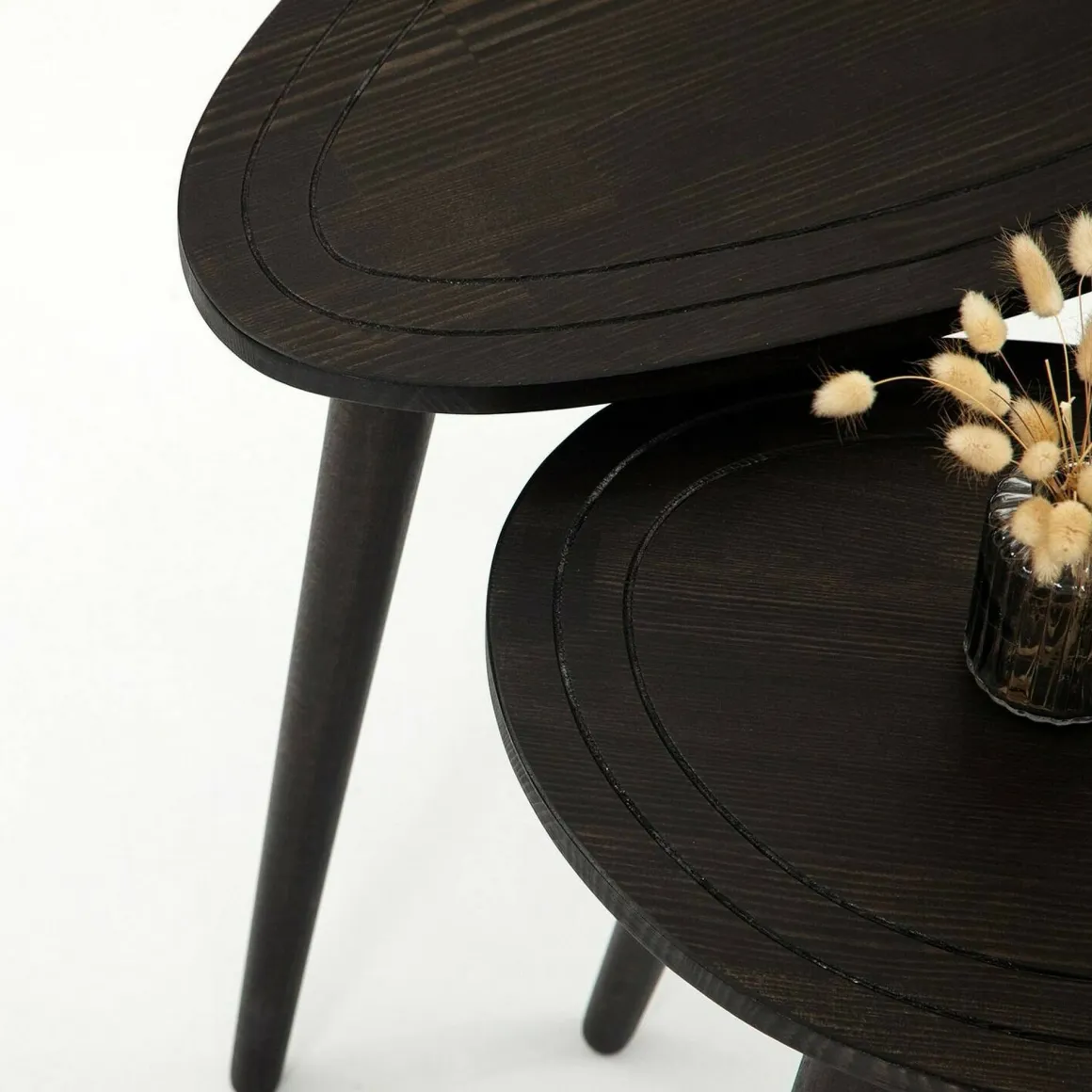 Tavolino soggiorno ovale antracite 50x33x52h cm - Janequeo