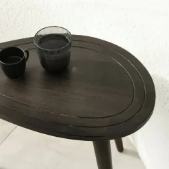 Tavolino soggiorno ovale antracite 50x33x52h cm - Janequeo