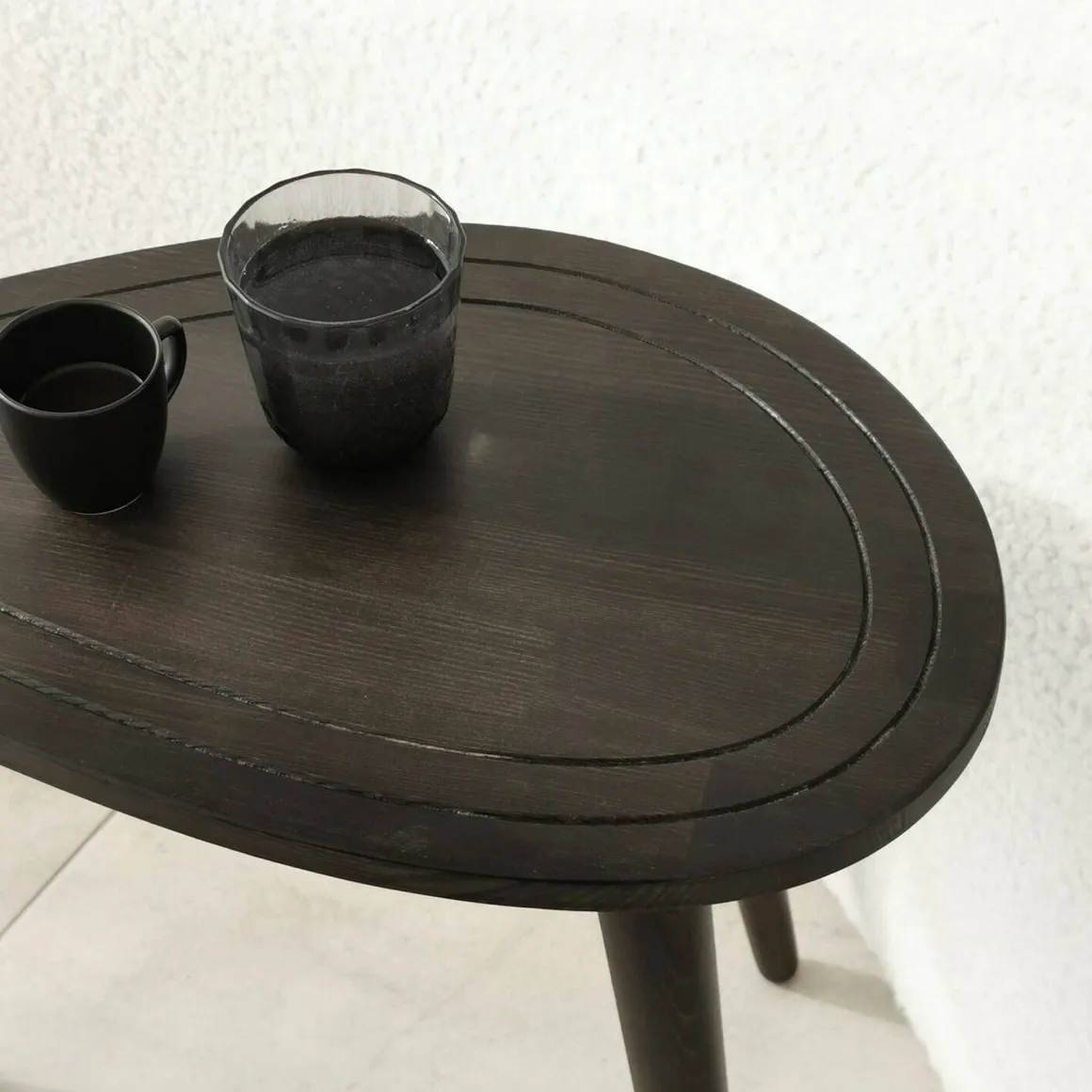 Tavolino soggiorno ovale antracite 50x33x52h cm - Janequeo