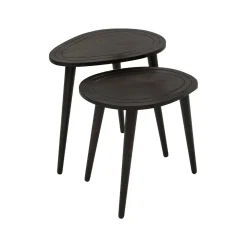 Tavolino soggiorno ovale antracite 50x33x52h cm - Janequeo