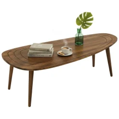 Tavolini Da Salotto|Salotto > Dmora Tavolino soggiorno ovale noce 115x50x38h cm - Eugenia Marrone Noce
