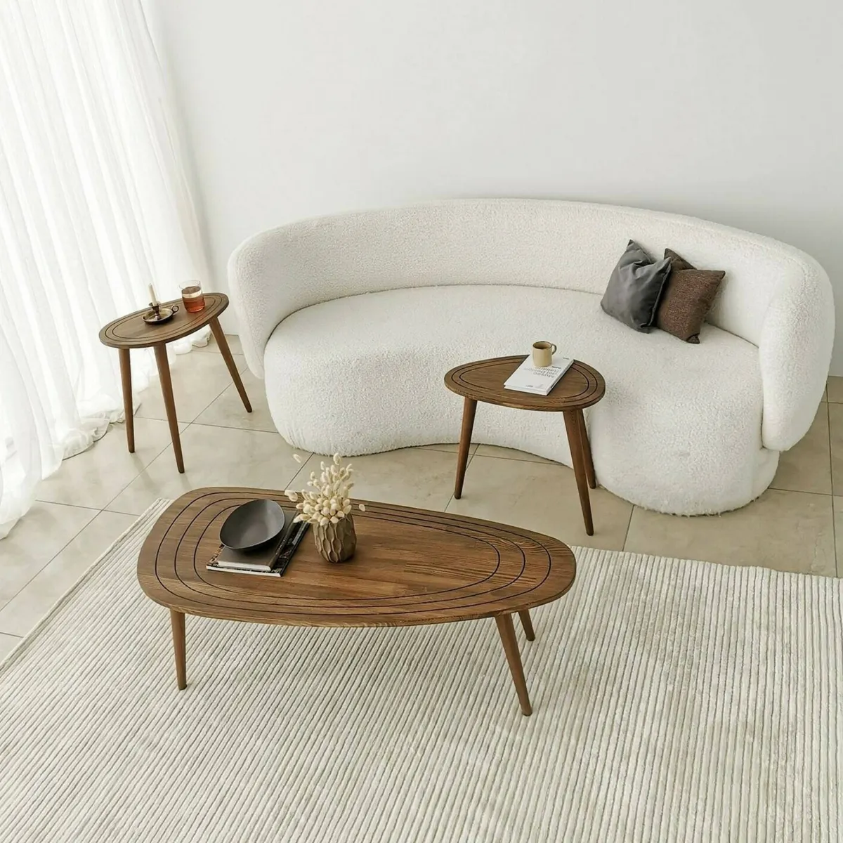 Tavolini Da Salotto|Salotto > Dmora Tavolino soggiorno ovale noce 115x50x38h cm - Eugenia Marrone Noce