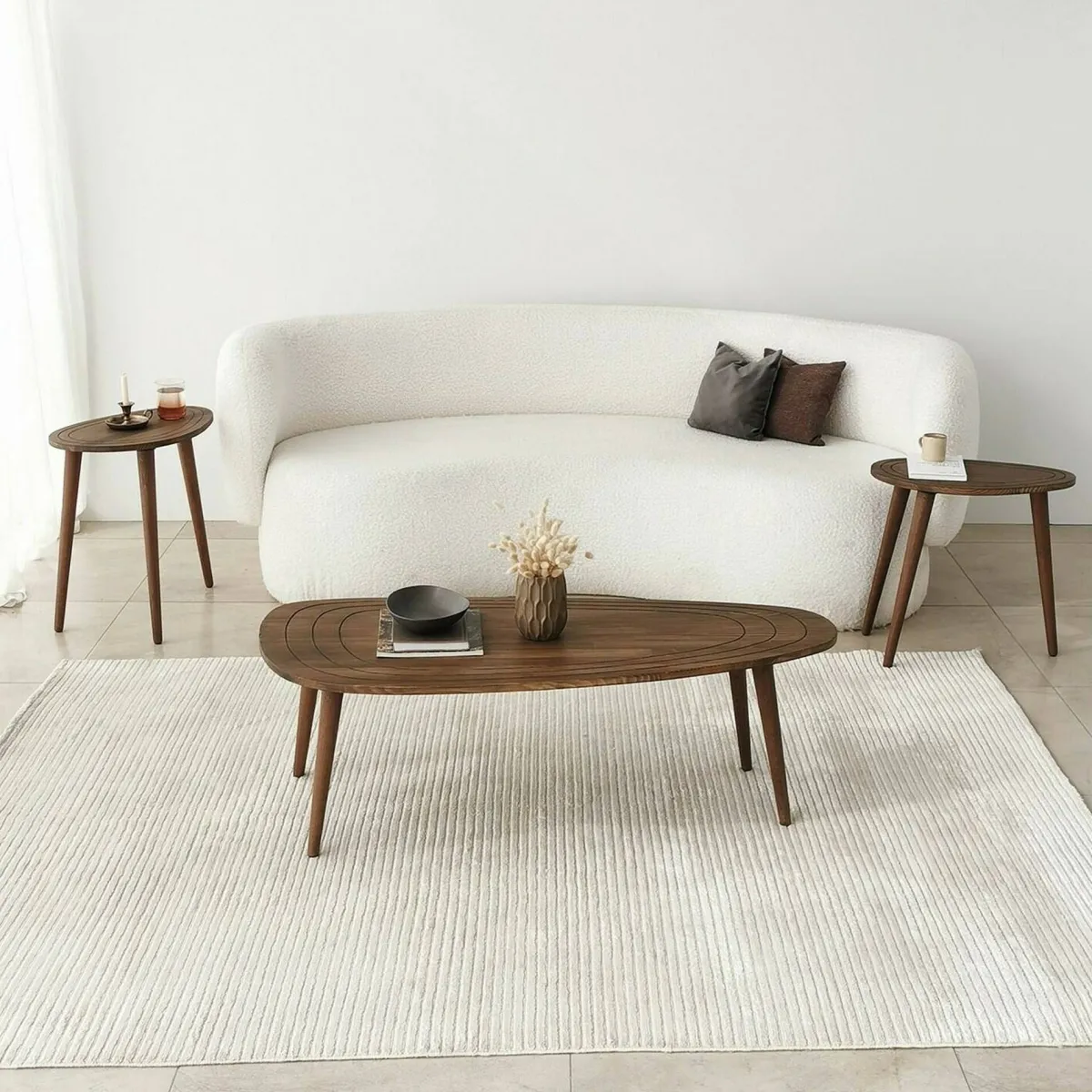 Tavolini Da Salotto|Salotto > Dmora Tavolino soggiorno ovale noce 115x50x38h cm - Eugenia Marrone Noce