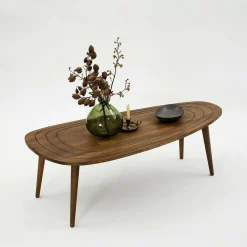 Tavolini Da Salotto|Salotto > Dmora Tavolino soggiorno ovale noce 115x50x38h cm - Eugenia Marrone Noce