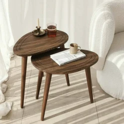Tavolino soggiorno ovale noce 50x33x52h cm - Janequeo