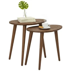 Tavolino soggiorno ovale noce 50x33x52h cm - Janequeo