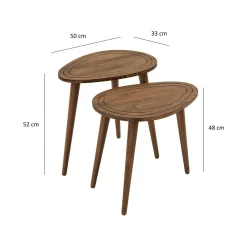Tavolino soggiorno ovale noce 50x33x52h cm - Janequeo