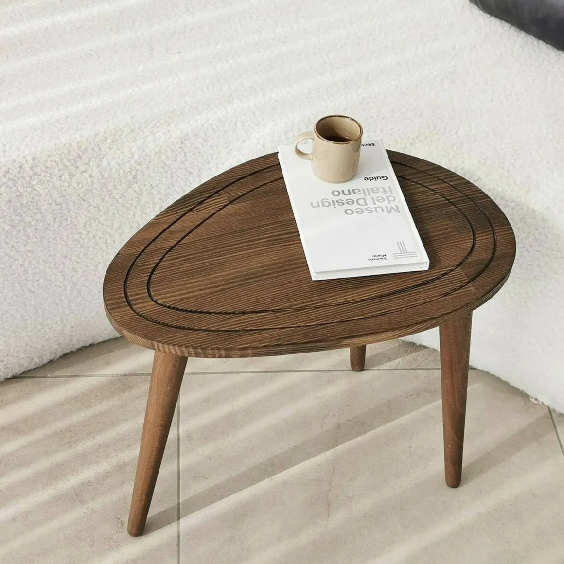 Tavolino soggiorno ovale noce 50x33x52h cm - Janequeo