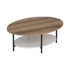 Tavolini Da Salotto > Dmora Tavolino soggiorno ovale quercia e bianco 90x60x36h cm - Subiaco Bianco, Marrone Quercia