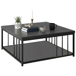 Tavolini Da Salotto|Salotto > Dmora Tavolino soggiorno quadrato bianco e nero 90x90x40h cm - Raiden Nero, Bianco