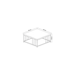 Tavolino soggiorno quadrato antracite e nero 90x90x40h cm - Raiden