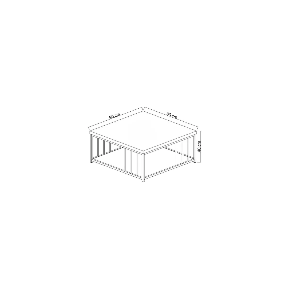 Tavolino soggiorno quadrato antracite e nero 90x90x40h cm - Raiden