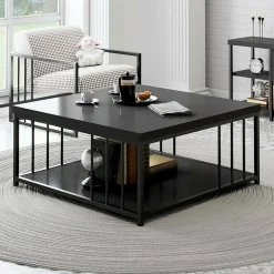 Tavolino soggiorno quadrato antracite e nero 90x90x40h cm - Raiden