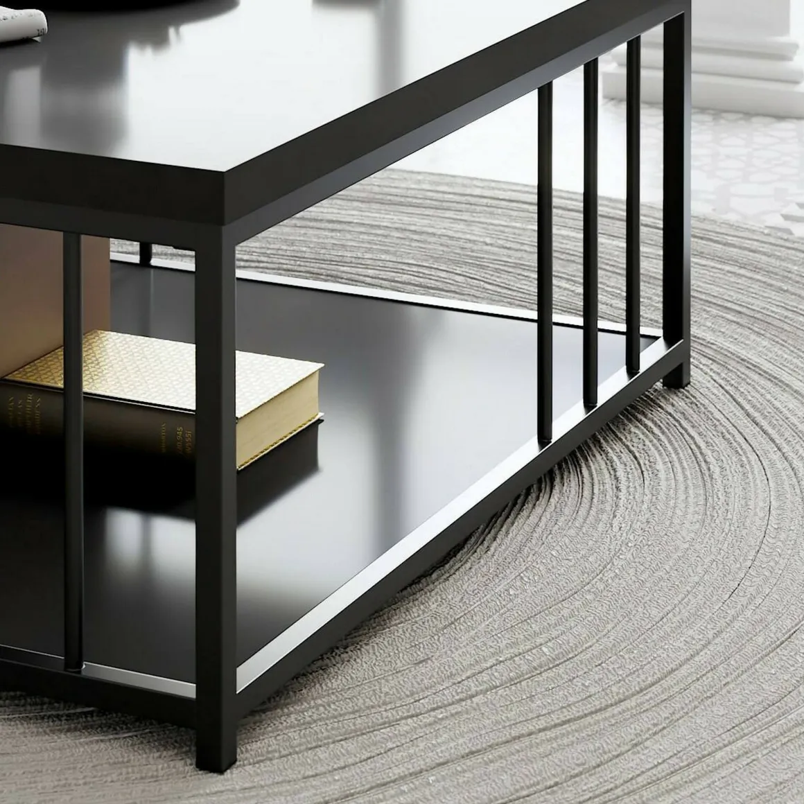 Tavolino soggiorno quadrato antracite e nero 90x90x40h cm - Raiden