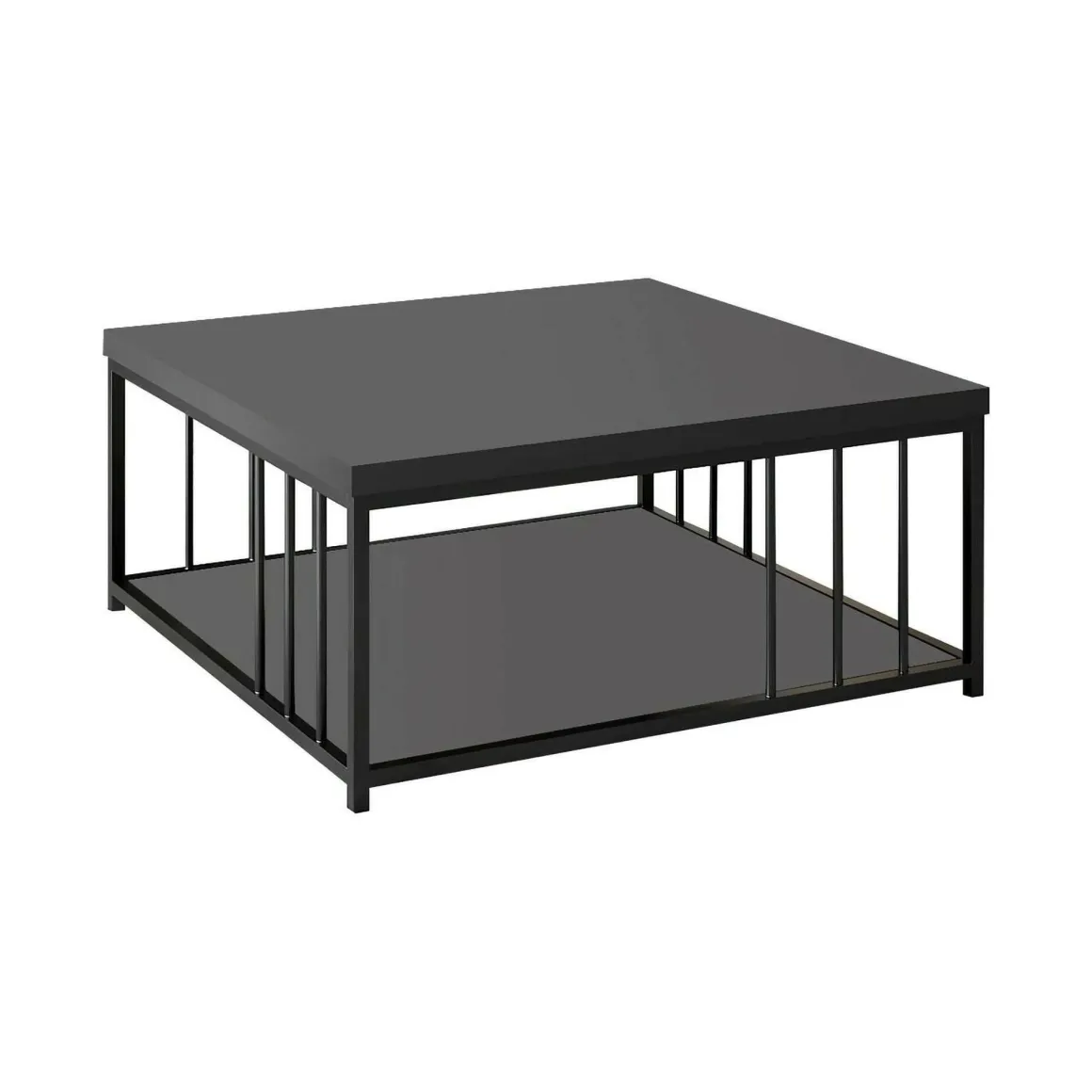Tavolino soggiorno quadrato antracite e nero 90x90x40h cm - Raiden