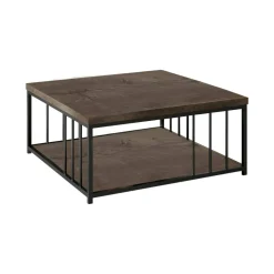 Tavolino soggiorno quadrato noce e nero 90x90x40h cm - Raiden