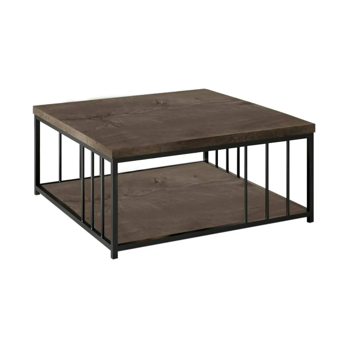 Tavolino soggiorno quadrato noce e nero 90x90x40h cm - Raiden