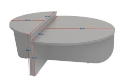 Tavolini Da Salotto > Dmora Tavolino soggiorno rettangolare angoli arrotondoti 90x60x35h cm - Feyre Bianco