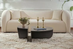 Tavolini Da Salotto > Dmora Tavolino soggiorno rettangolare angoli arrotondoti 90x60x35h cm - Feyre Bianco