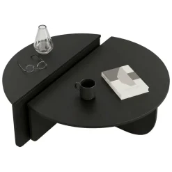 Tavolino soggiorno rettangolare angoli arrotondoti nero 90x90x35h cm - Azim