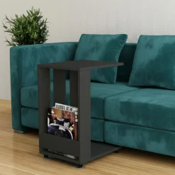 Tavolino soggiorno rettangolare antracite 37x45x60h cm - Kyant
