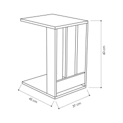 Tavolino soggiorno rettangolare antracite 37x45x60h cm - Kyant