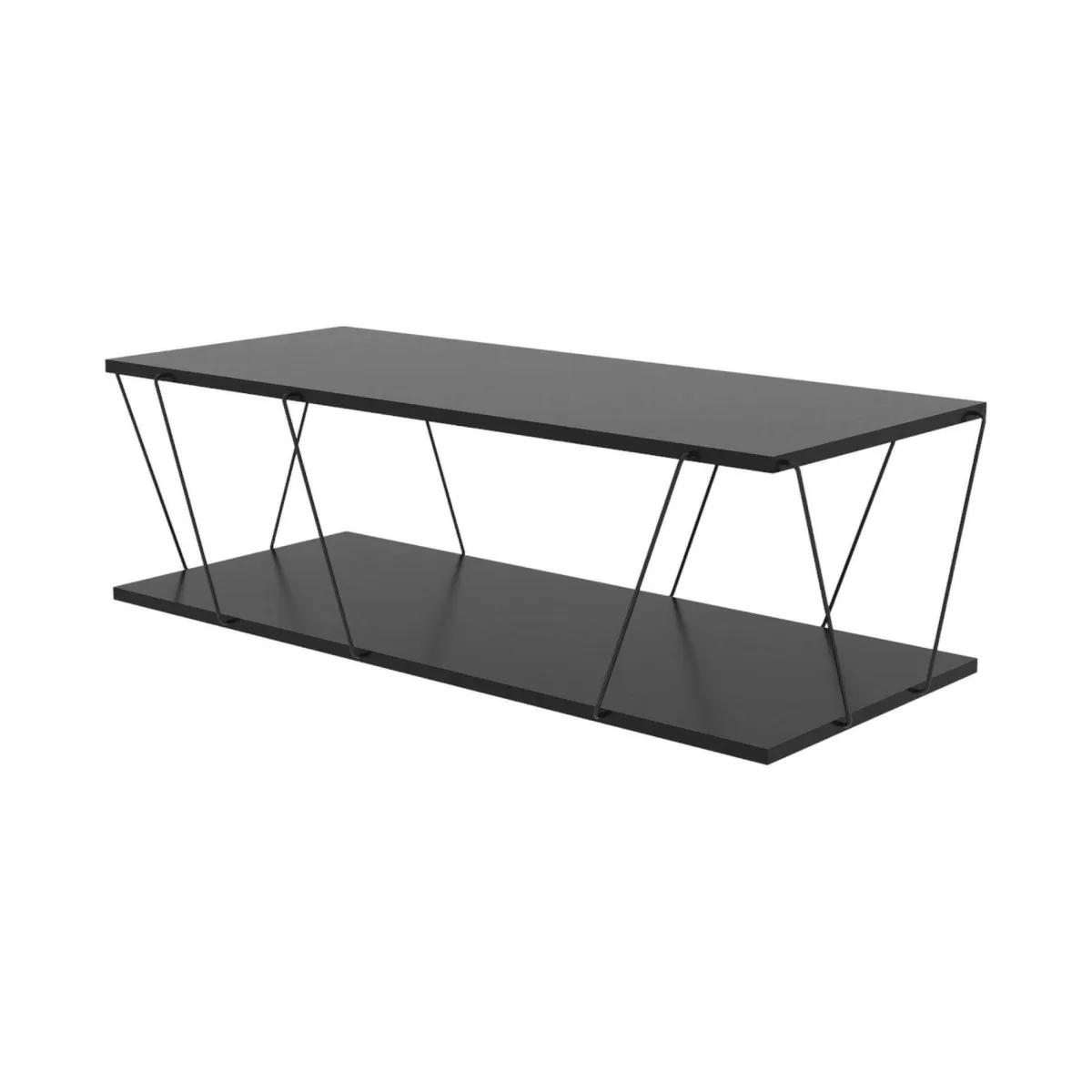 Tavolini Da Salotto|Salotto > Dmora Tavolino soggiorno rettangolare antracite e nero 120x50x30h cm - Sarika Nero, Nero Antracite