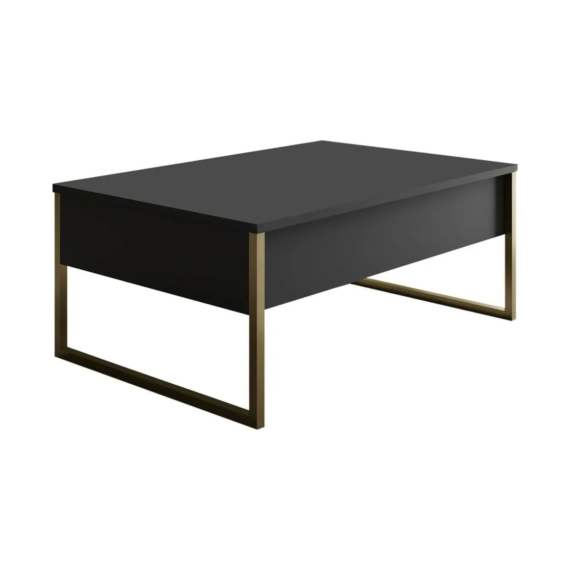 Tavolino soggiorno rettangolare antracite e oro 90x60x40h cm - Lavinia