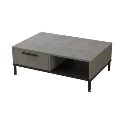 Tavolini Da Salotto > Dmora Tavolino soggiorno rettangolare beige e marmo 90x60x35h cm - Feyre Bianco, Beige Marmo