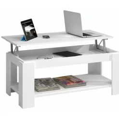 Tavolino soggiorno rettangolare bianco 102x43x50h cm - Aeolus