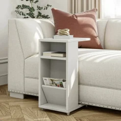 Tavolino soggiorno rettangolare bianco 30x40x63h cm - Blas