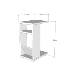 Tavolino soggiorno rettangolare bianco 30x40x63h cm - Blas