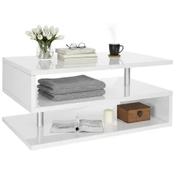 Tavolino soggiorno rettangolare bianco 90x55x41h cm - Natalia