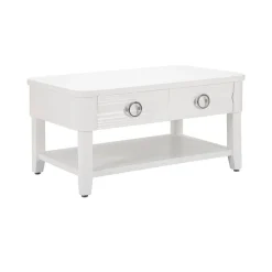 Tavolini Da Salotto > Dmora Tavolino soggiorno rettangolare 90x60x47h cm con 2 cassetti - Taylor Bianco