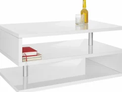 Tavolino soggiorno rettangolare bianco 90x55x41h cm - Natalia