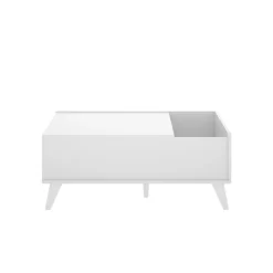 Tavolino soggiorno rettangolare bianco 99x60x41h cm piano elevabile - Alexius