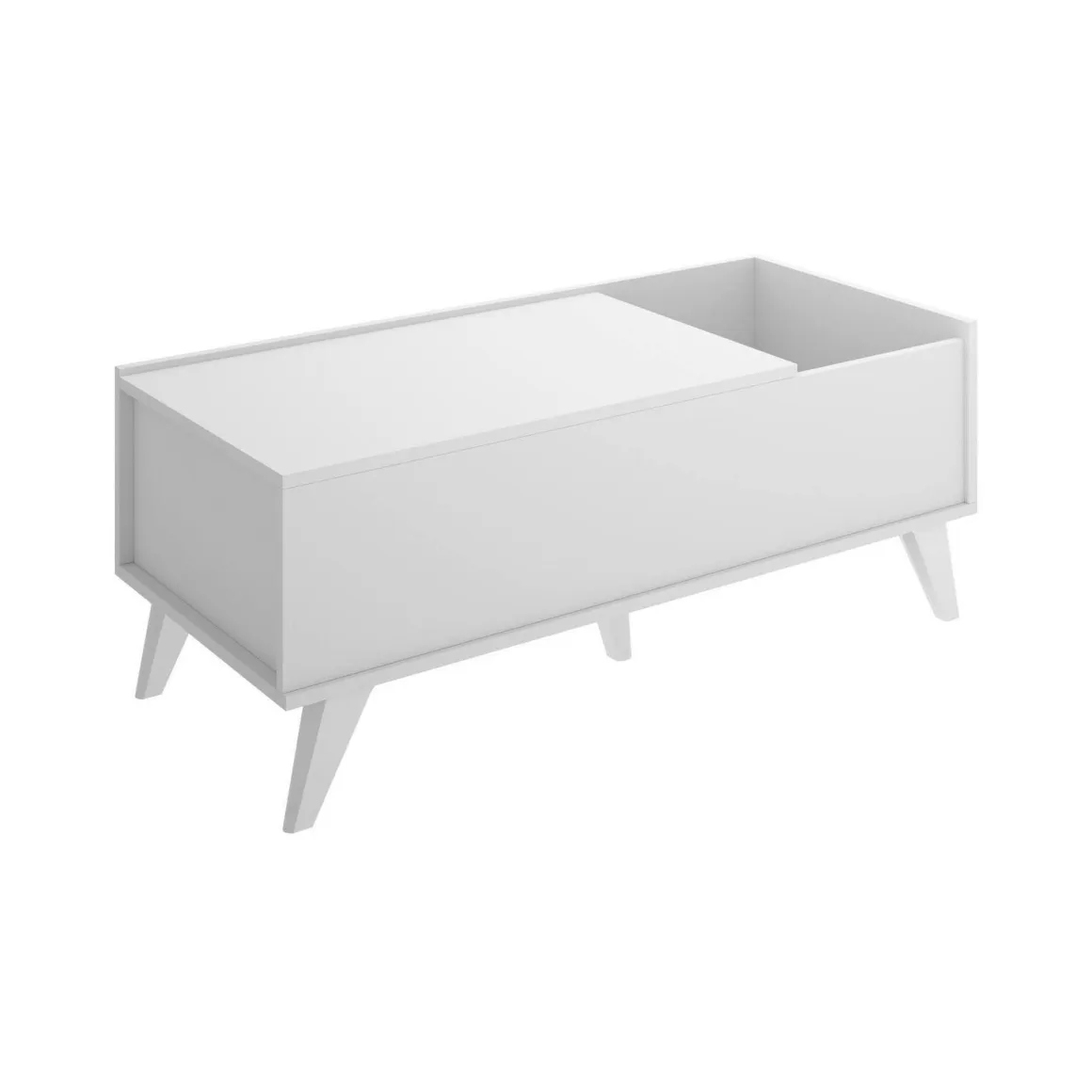 Tavolino soggiorno rettangolare bianco 99x60x41h cm piano elevabile - Alexius