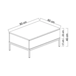 Tavolini Da Salotto > Dmora Tavolino soggiorno rettangolare bianco e grigio 120x51x101h cm - Pontebba Grigio, Bianco