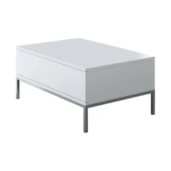 Tavolino soggiorno rettangolare bianco e argento 90x60x40h cm - Vespero