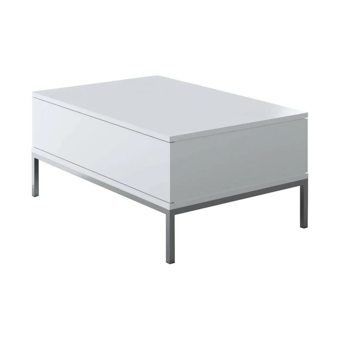 Tavolino soggiorno rettangolare bianco e argento 90x60x40h cm - Vespero