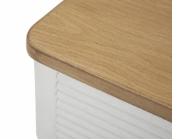 Tavolino soggiorno rettangolare bianco e marrone 45x32x62h cm con 1 cassetto - Fridal