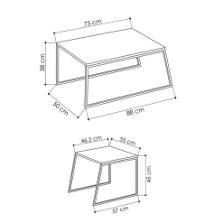 Tavolino soggiorno rettangolare bianco e nero 88x50x38h cm - Tavo
