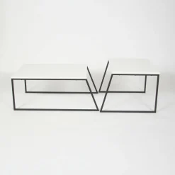 Tavolino soggiorno rettangolare bianco e nero 88x50x38h cm - Tavo