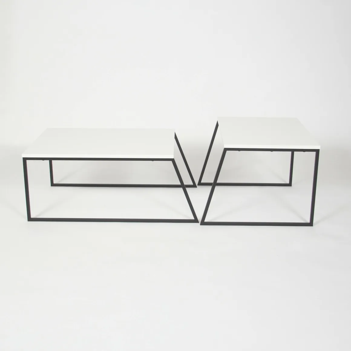 Tavolino soggiorno rettangolare bianco e nero 88x50x38h cm - Tavo