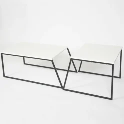 Tavolino soggiorno rettangolare bianco e nero 88x50x38h cm - Tavo